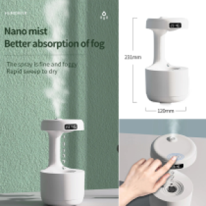 Humidifier USB Water Drops 800ML+Clock - ម៉ាស៊ីនចំហាយទឹក ទឹកធ្លាក់ មានម៉ោង 800ML