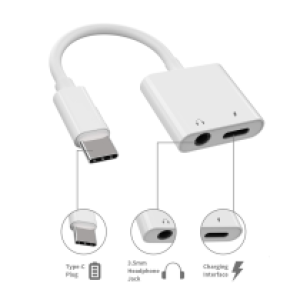 Converter Audio TypeC to TypeC Charging +3.5mm - ឌុយបំលែងកាស Type-Cទៅ 3.5mm +Type-Cសាកថ្ម