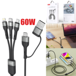Cable Charger XO NB254 6in1(Micro+iPhone+Type-C) - ខ្សែសាក ប្រាំមួយ(អាយហ្វូន​ ម៉ាយក្រូ ថាយស៊ី) អ៊ិចអូ NB254