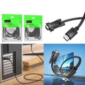 Converter Cable VGA to HDMI hoco US12(L=2M) - ខ្សែបំឡែង VGA to HDMI hoco US12​ ប្រវែង 2ម៉ែត