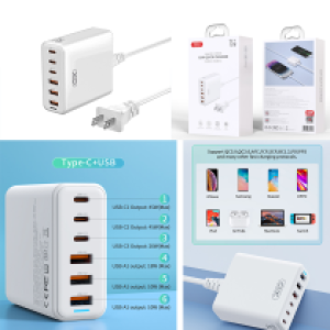 Power Charger Fast XO L133 3A+3C(QC/PD) 75W - ឆ្នាំងសាក លឿន XO L133 3A+3C(QC/PD) 75W