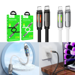 Cable Charger hoco U136 PD27W Type-C to iPhone - ខ្សែសាកលឿន ហូកូ​ U136 PD 27W (C-iPhone)