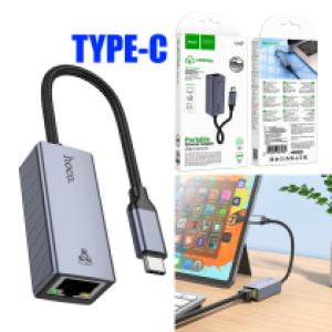 Converter Adapter (Type-C to RJ45 1000Mbs) hoco UA37 - ដុំបំបែក ហូកូ UA37(Type-C to RJ45 1000Mbs)