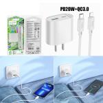 Power Charger Hoco C109 PD20W+QC3.0 2in1 set(C to iP) - ឆ្នាំងសាក ខ្វីកឆាច ហូកូ C1.9(PD20W+QC3.0) 2in1 ឈុត(C to iP)