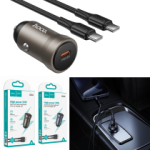 Power Car Charger hoco Z62A PD30W+QC3.0 Set (C to C) - ឆ្នាំសាកក្នុឡាន ហូកូ Z62A PD30W+QC3.0 ឈុត(TypeC-TypeC)