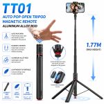 Selfie Stick Auto Pop Open Tripod Bluetooth Remote TT01 1.8m - ដងថត ជើងត្រៃផតធ្លាកបើអូតូ ប្លូធូសតេឡេ TT01 1.8ម៉ែត