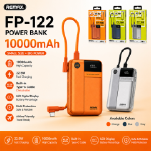 Power Bank Remax FP-122 (PD/QC) 3C 10000mAh - ថ្មជំនួយ Remax FP-122 20W+22.5W CCC 10000មីលីអំពែ