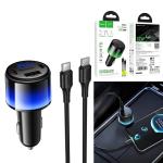 Power Car Charger PD37W/QC(2C+1USB) hoco Z69A Set (C to C) - ឆ្នាំសាកក្នុឡាន ហូកូ Z69A PD37W/QC3.0 (2C+1USB) ឈុត(TypeC-TypeC)