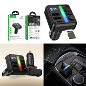 Car Bluetooth FM transmitter 45W(1TypeC+1USB) hoco E89 - ប្លូធូឡាន FM បញ្ជូនសំលេង 45W(1Type-C+1USB) hoco E89