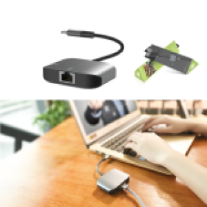 Converter hoco HB9(Type-C to RJ45+USB3.0) - ដុំបំបែក ហូកូ HB9(Type-C to RJ45+USB3.0)