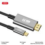 Converter Type-c to HDMI 4K XO GB019 Cable 1.8M - ដុំបំបែក Type-C ទៅ HDMI XO GB019 4K 1.8ម៉ែត