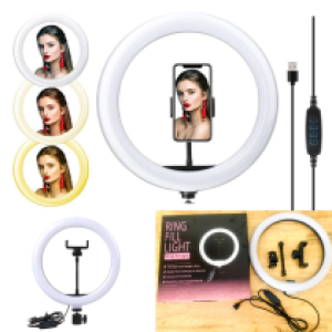 LED Selfie Ring Live 10" 26cm 1 clipper (Ring Fill Light) - អំពូលស៊ែលហ្វីមូល ទំហំ10អ៊ីង 26សមក្រចាប់1