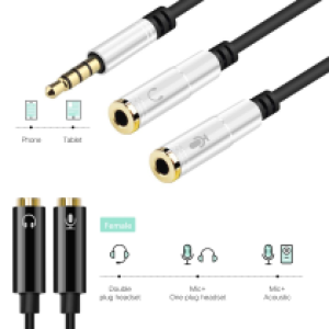 Cable Splitter AUX 3.5mm Out Speaker+Mic - ឌុយខ្សែបំបែកកាស​ ចេញសំលេង+មេក្រូ