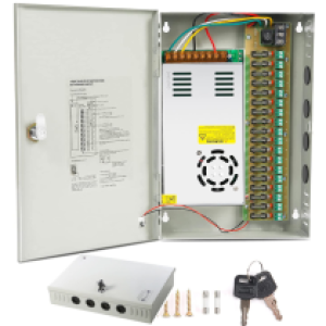 Power Supply BOX CCTV Camera DC12V-15A 18Ports - ដុំភ្លើង កាមេរ៉ាសុវត្ថិភាព DC 12V 30A ប្រអប់មាន រុន 18