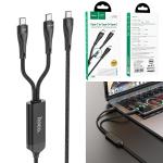 Cable Charger 2in1 C-C hoco U102 100W(Type-C to 2Type-C) - ខ្សែសាកក្រណាត់ ហូកូ U102 100W 2in1(Type C to 2 Type C)