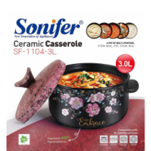 Sonifer ceramic casserole SF-1104-05 3.0L - ឆ្នាំងសម្លសេរ៉ាមិច SF-1104-05 3.0L