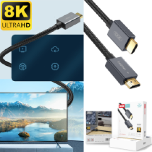 Cable HDMI XO GB001 8K ULTRA-HD 1.5m - ខ្សែ HDMI XO GB001 8K ULTRA HD ប្រវែង 1.5ម