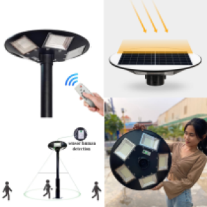 Solar Lamp all side street light UFO-5 LED 1200W+Remote - អំពូលហ្វាសឡាបំភ្លឺផ្លូវ ម៉ូល UFO-5 LED 1200W មានតេឡេ