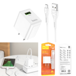 Power Charger Hoco C98 18W (QC/FCP/AFC) Micro Cable - ឆ្នាំងសាក​ ហូកូ C98 រុនមួយ 18W (QC/FCP/AFC)មានខ្សែ Micro