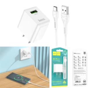 Power Charger Hoco C98 18W (QC/FCP/AFC) TypeC Cable - ឆ្នាំងសាក​ ហូកូ C98 រុនមួយ 18W (QC/FCP/AFC)មានខ្សែ Type-C