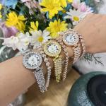 Watch Women Golden Bling WSN03+Bracelets - នាឡិការដៃស្រី ទឹកមាសមានត្បូង WSN03 មានខ្សែដៃ