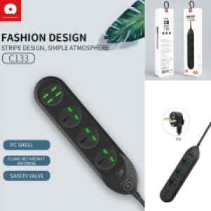 Power Strip 3Socket 4USB WUW-C133 - ព្រីភ្លើង ភ្លើង៣រុន សាកថ្ម៤រុន WUW-C133