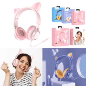Headset Wire HOCO W36 Cat ear - កាស់ក្តោបត្រជៀក ហូកូ W36 Cat ear