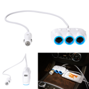 Power Car Charger cigarette 3port hoco C1 - ឆ្នាំងសាកក្នុងឡាន រុន 3 និង រុនសាកថ្ម 2 hoco C1