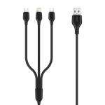Cable Charger XO NB103 3in1(Micro+iPhone+Type-C) - ខ្សែសាក បី(អាយហ្វូន​ ម៉ាយក្រូ ថាយស៊ី) អ៊ិចអូ NB103