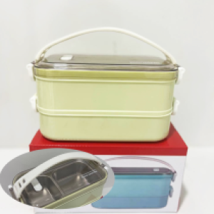 Lunch Box Plastic square 2Layer 305 - ស្រាក់បាយជ័រជ្រុង 2ជាន់ 305