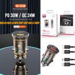 Power Car Charger PD/AFC/FCP/SCP/BC1.2/DCP XO CC50 set TypeC to iPhone - ឆ្នាំងសាកក្នុងឡាន អ៊ិចអូ CC50 PD+AFC+FCP+SCP+BC1.2+DCP ឈុត(C to iP)