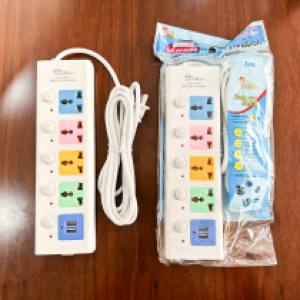Power Strip 4Socket 2USB 3M LH-345U - ព្រីភ្លើង 4រុនភ្លើង និង 2រុនសាកថ្ម 3ម៉ែត LH-345U