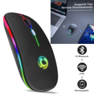 Mouse Wireless+Bluetooth Rechargeable BM110 - ម៉ៅឥតខ្សែរ និងប៊្លូធូស សាកថ្ម ស្តើង BM110