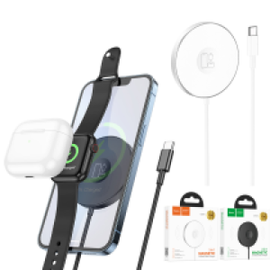 Charger Wireless Quick hoco CW41 3-in-1 magnetic - ឆ្នាំងសាកអត់ប្រើខ្សែ ហូកូ CW41 3in1 ដែកឆក់