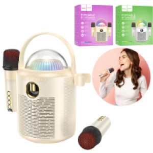 Speaker Bluetooth hoco BS59 (2 Wireless Mics) - បាស់ប្ល៊ូធូសប្រើថ្ម ហូកូ BS59 មានមេក្រូប៊្លូធូស2
