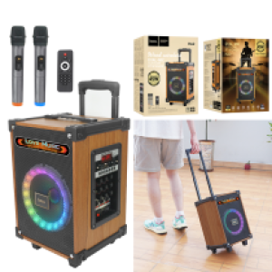 Speaker Bluetooth hoco HA2 (2 Wireless Mics) - បាស់ប្ល៊ូធូសប្រើថ្ម  ហូកូ HA2 មានមេក្រូប៊្លូធូស2