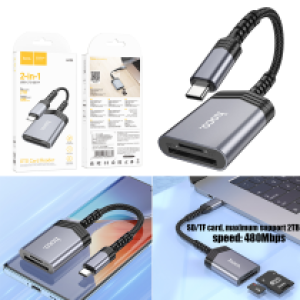 Converter Type-C to card reader 2in1 hoco UA25 - ឌុយបំឡែង Type C ទៅ  card reader hoco UA25