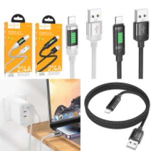 Cable Charger hoco U126 colorful iPhone - ខ្សែសាកជ័រ ភ្លើងពណ៌ hoco U126 iPhone